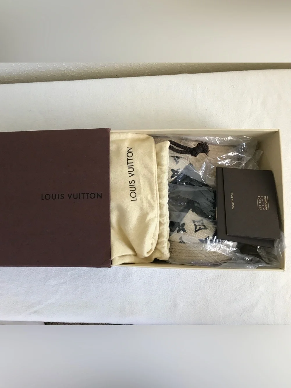 Louis Vuitton Black and Natural Monogram Espadrille Wedges - Picture 10 of 12